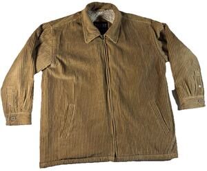 Trust Sports Collection Corduroy Fleece Lined Jacket Size L Tan Full Zip